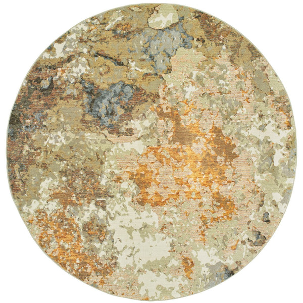 Oriental Weavers Evolution 8031B Contemporary/Mid-Century Modern Abstract Nylon, Polypropylene Indoor Area Rug Gold/ Beige 7'10" Round E8031B240RDST