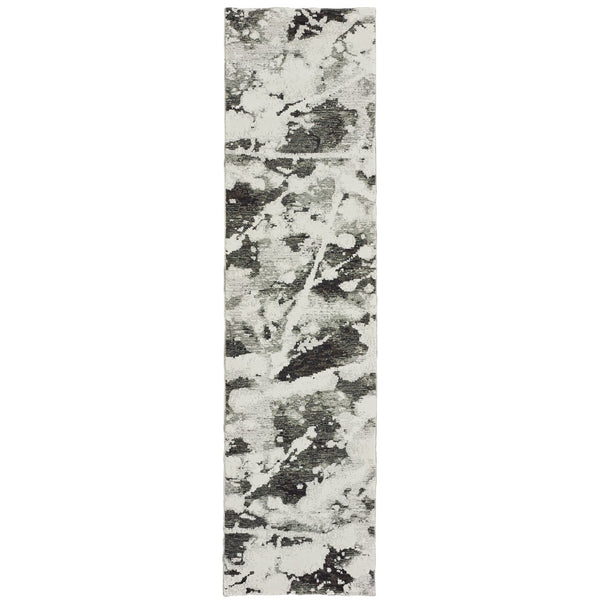 Oriental Weavers Evolution 8035B Contemporary/ Abstract Nylon, Polypropylene Indoor Area Rug Charcoal/ White 2'6" x 12' E8035B076365ST