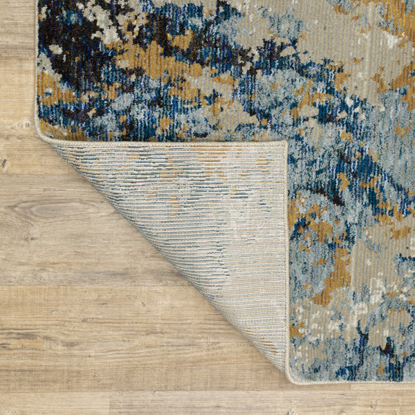 Oriental Weavers Evolution 0980A Industrial/Contemporary Abstract Nylon, Polypropylene Indoor Area Rug Blue/ Gold 10' x 13'2" E0980A305400ST