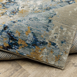 Oriental Weavers Evolution 0980A Industrial/Contemporary Abstract Nylon, Polypropylene Indoor Area Rug Blue/ Gold 10' x 13'2" E0980A305400ST