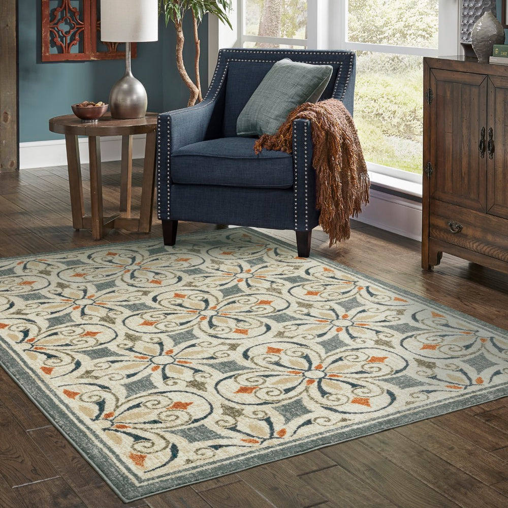 Oriental Weavers Fiona 001Y6 Bohemian/Global Floral Polyester Indoor Area Rug Grey/ Beige 7'10" x 10' F001Y6240305ST