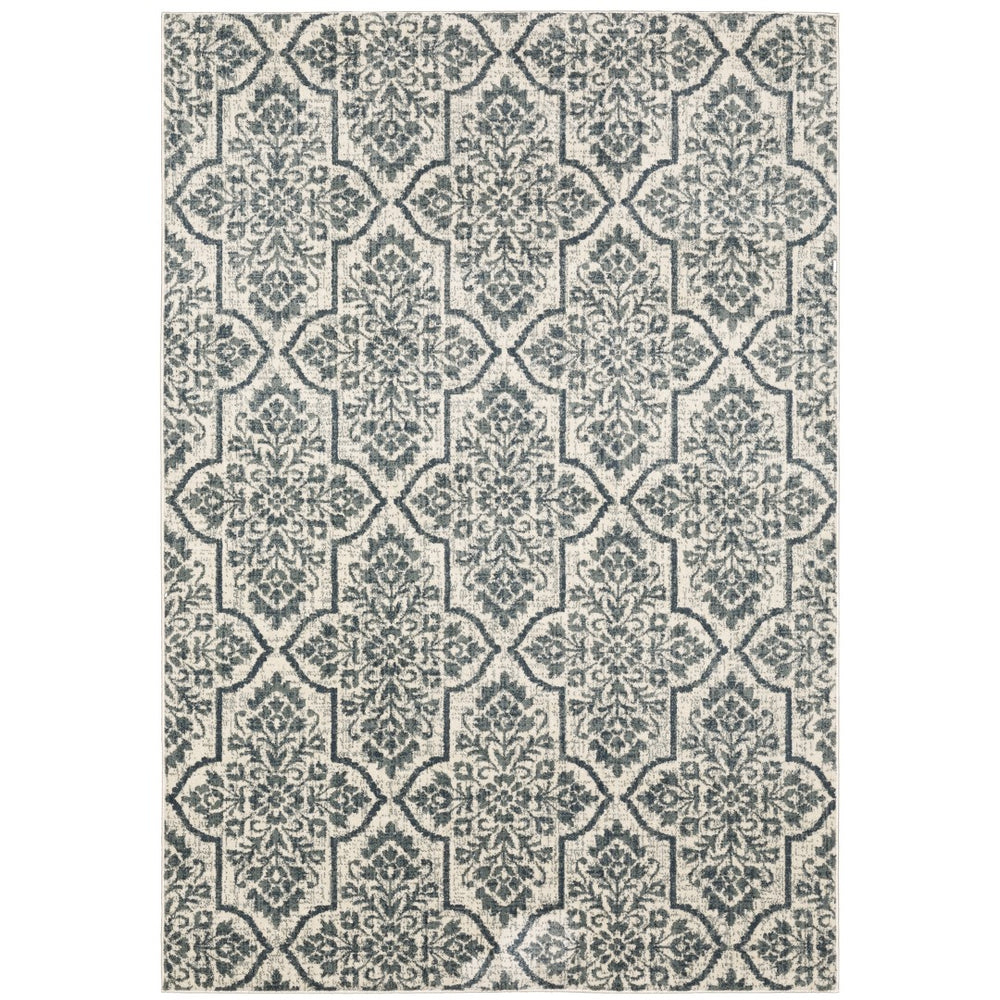 Oriental Weavers Fiona 4929A Bohemian/Global Floral Polyester Indoor Area Rug Ivory/ Blue 6'7" x 9'2" F4929A200280ST