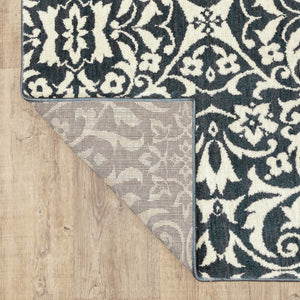 Oriental Weavers Fiona 5501B Casual/Bohemian Floral Polyester Indoor Area Rug Blue/ Ivory 9'10" x 12'10" F5501B300390ST