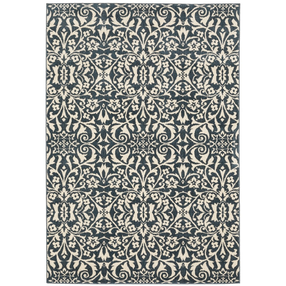Oriental Weavers Fiona 5501B Casual/Bohemian Floral Polyester Indoor Area Rug Blue/ Ivory 9'10" x 12'10" F5501B300390ST