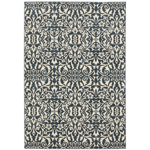 Oriental Weavers Fiona 5501B Casual/Bohemian Floral Polyester Indoor Area Rug Blue/ Ivory 9'10" x 12'10" F5501B300390ST