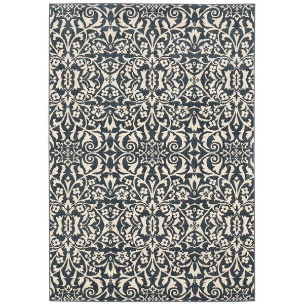 Oriental Weavers Fiona 5501B Casual/Bohemian Floral Polyester Indoor Area Rug Blue/ Ivory 9'10" x 12'10" F5501B300390ST