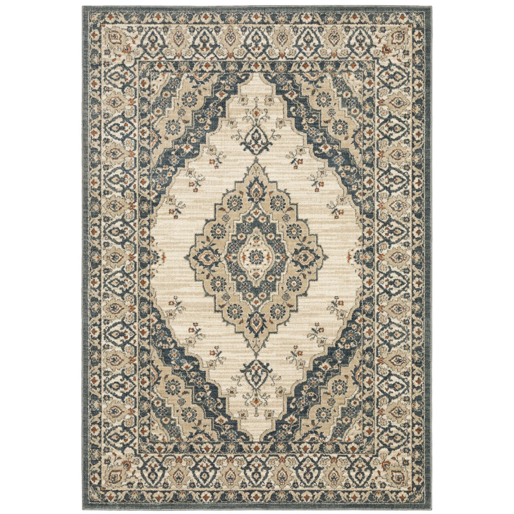 Oriental Weavers Fiona 8020W Traditional/Vintage Oriental Polyester Indoor Area Rug Beige/ Blue 7'10" x 10' F8020W240305ST