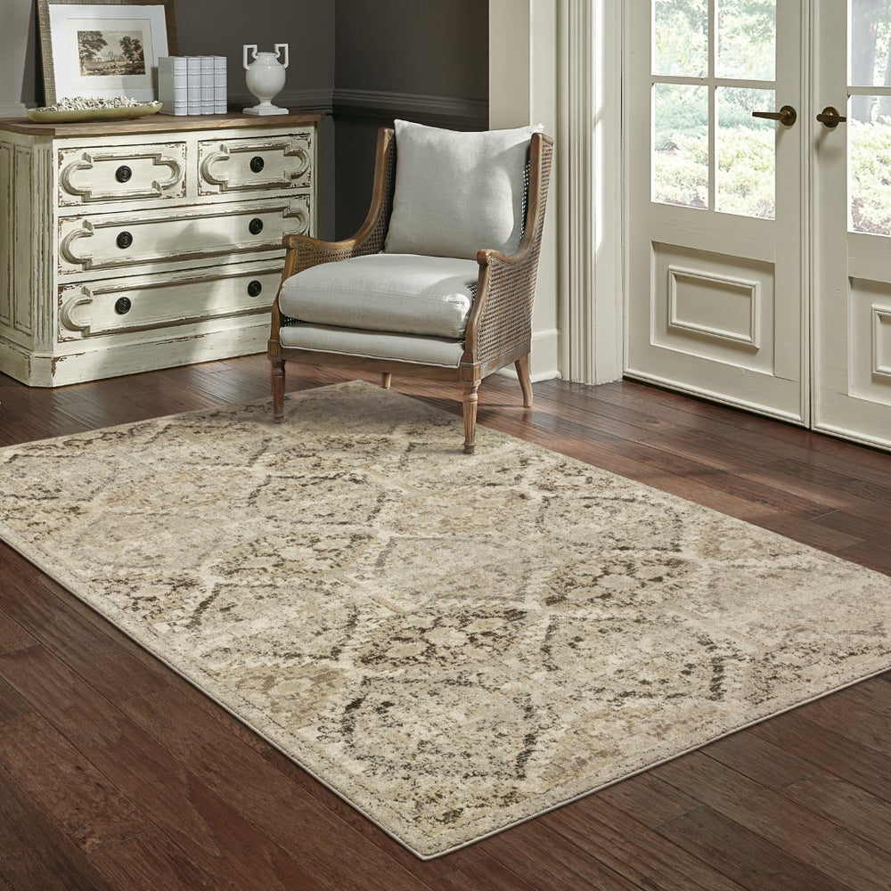 Oriental Weavers Florence 270H6 Vintage/Bohemian Floral Polypropylene Indoor Area Rug Ivory/ Grey 9'10" x 12'10" F270H6300390ST
