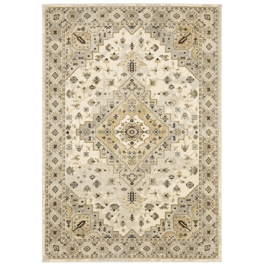 Oriental Weavers Florence 4332X Traditional/Vintage Oriental Polypropylene Indoor Area Rug Beige/ Grey 9'10" x 12'10" F4332X300390ST