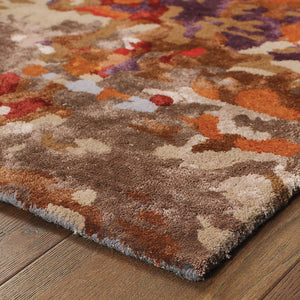 Oriental Weavers Galaxy 21904 Industrial/Contemporary Abstract Wool, Viscose Indoor Area Rug Multi/ Orange 10' x 13' G21904305396ST
