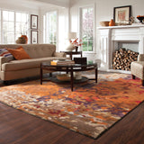 Oriental Weavers Galaxy 21904 Industrial/Contemporary Abstract Wool, Viscose Indoor Area Rug Multi/ Orange 10' x 13' G21904305396ST