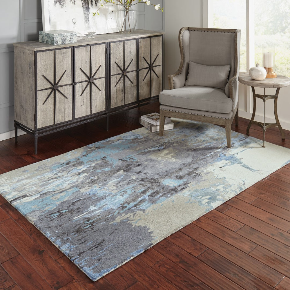 Oriental Weavers Galaxy 21906 Industrial/Contemporary Abstract Wool, Viscose Indoor Area Rug Blue/ Grey 8' x 10' G21906244305ST