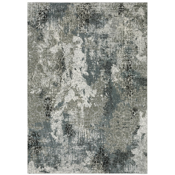 Oriental Weavers Gemini 001X2 Modern & Contemporary/Transitional Abstract Polyester Indoor Area Rug Ivory/ Blue 9'10" x 12'10" G001X2300390ST