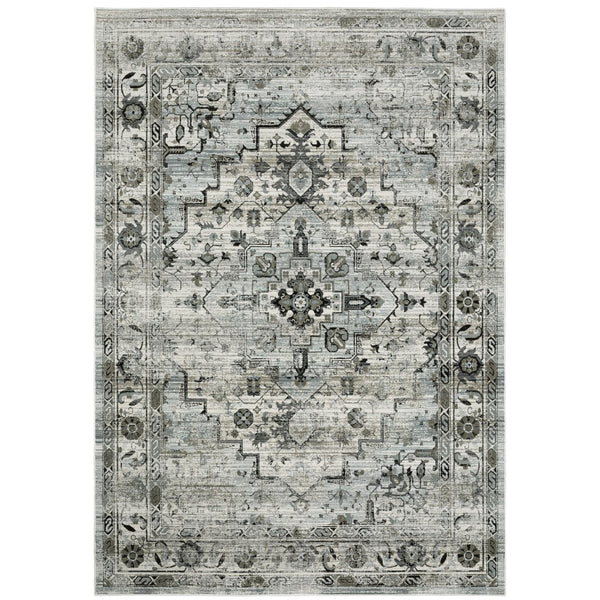 Oriental Weavers Gemini 020Z2 Modern & Contemporary/Transitional Oriental Polyester Indoor Area Rug Grey/ Blue 9'10" x 12'10" G020Z2300390ST