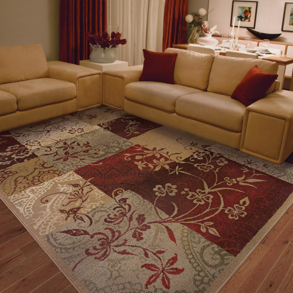 Oriental Weavers Genesis 080X1 Global/Transitional Geometric Polypropylene Indoor Area Rug Red/ Beige 7'10" x 11' G080X1240340ST