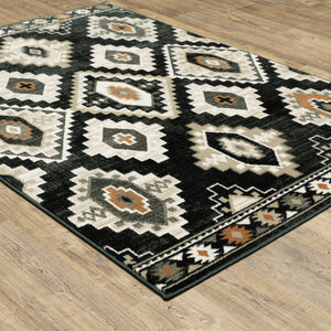Oriental Weavers Georgia 605F0 Farmhouse/Southwestern Southwest/Lodge Polypropylene Indoor Area Rug Charcoal/ Ivory 9'10" x 12'10" G605F0300390ST