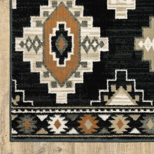 Oriental Weavers Georgia 605F0 Farmhouse/Southwestern Southwest/Lodge Polypropylene Indoor Area Rug Charcoal/ Ivory 9'10" x 12'10" G605F0300390ST