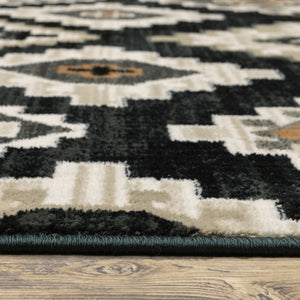 Oriental Weavers Georgia 605F0 Farmhouse/Southwestern Southwest/Lodge Polypropylene Indoor Area Rug Charcoal/ Ivory 9'10" x 12'10" G605F0300390ST