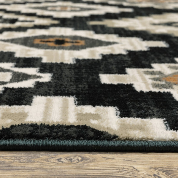 Oriental Weavers Georgia 605F0 Farmhouse/Southwestern Southwest/Lodge Polypropylene Indoor Area Rug Charcoal/ Ivory 9'10" x 12'10" G605F0300390ST