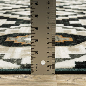 Oriental Weavers Georgia 605F0 Farmhouse/Southwestern Southwest/Lodge Polypropylene Indoor Area Rug Charcoal/ Ivory 9'10" x 12'10" G605F0300390ST