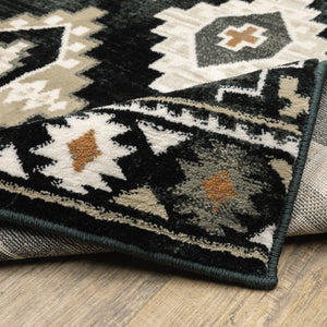 Oriental Weavers Georgia 605F0 Farmhouse/Southwestern Southwest/Lodge Polypropylene Indoor Area Rug Charcoal/ Ivory 9'10" x 12'10" G605F0300390ST