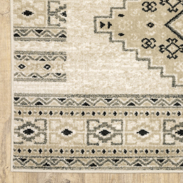 Oriental Weavers Georgia 643A0 Farmhouse/Southwestern Southwest/Lodge Polypropylene Indoor Area Rug Ivory/ Grey 9'10" x 12'10" G643A0300390ST