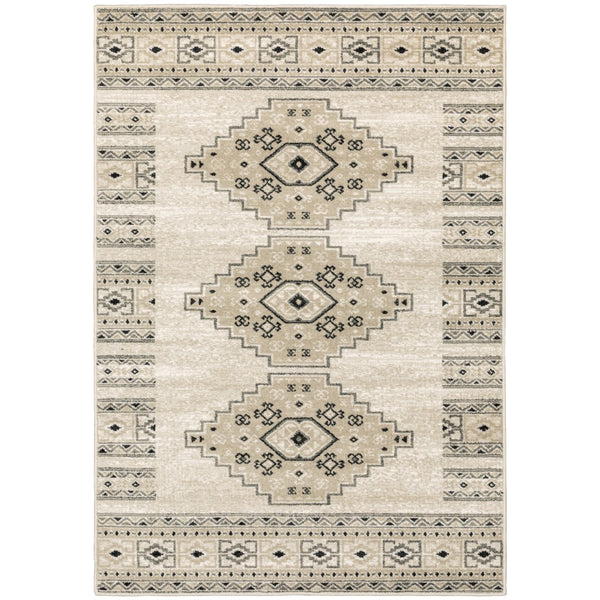 Oriental Weavers Georgia 643A0 Farmhouse/Southwestern Southwest/Lodge Polypropylene Indoor Area Rug Ivory/ Grey 9'10" x 12'10" G643A0300390ST