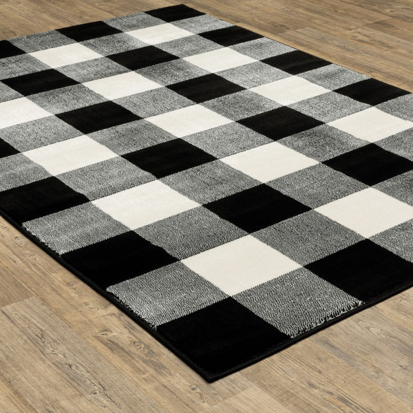 Oriental Weavers Georgia 678D0 Farmhouse/Casual Geometric Polypropylene Indoor Area Rug Black/ Ivory 9'10" x 12'10" G678D0300390ST