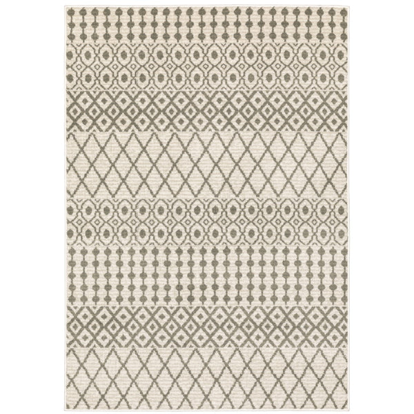 Oriental Weavers Georgia 717B0 Scandinavian/Bohemian Geometric Polypropylene Indoor Area Rug Ivory/ Grey 9'10" x 12'10" G717B0300390ST