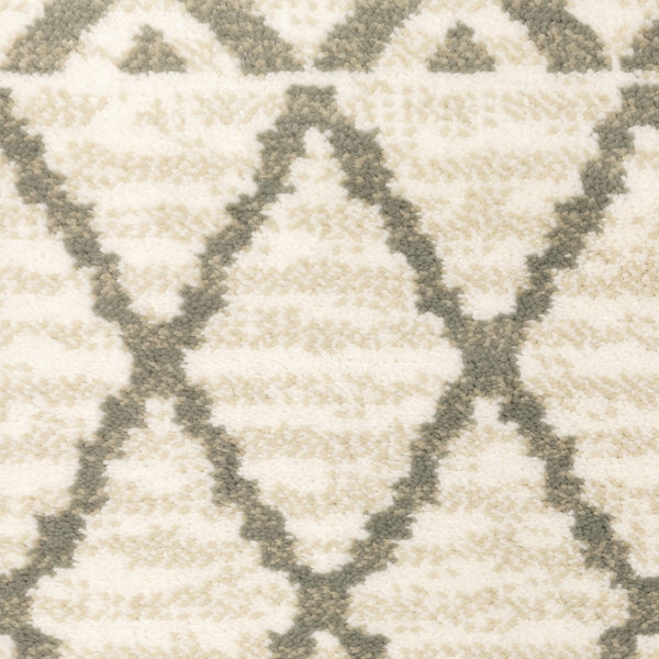 Oriental Weavers Georgia 717B0 Scandinavian/Bohemian Geometric Polypropylene Indoor Area Rug Ivory/ Grey 9'10" x 12'10" G717B0300390ST
