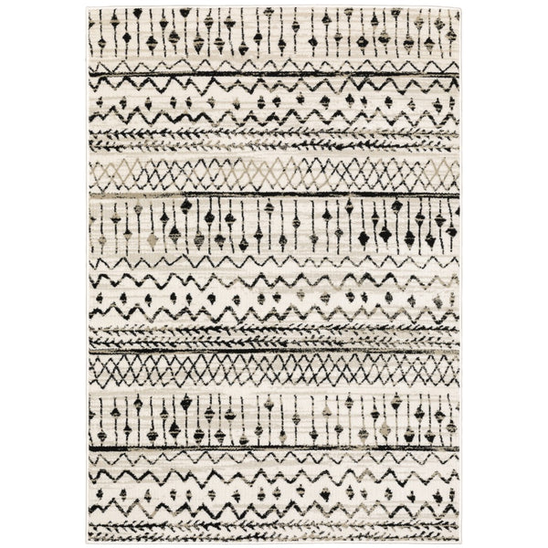 Oriental Weavers Georgia 8826E Bohemian/Moroccan Southwest/Lodge Polypropylene Indoor Area Rug Ivory/ Black 9'10" x 12'10" G8826E300390ST