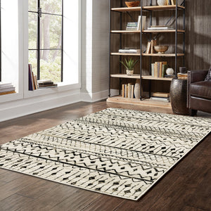 Oriental Weavers Georgia 8826E Bohemian/Moroccan Southwest/Lodge Polypropylene Indoor Area Rug Ivory/ Black 9'10" x 12'10" G8826E300390ST