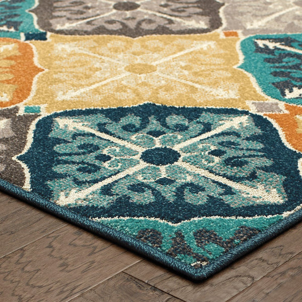 Oriental Weavers Hampton 2063X Global/Transitional Geometric Polypropylene Indoor/Outdoor Area Rug Multi/ Blue 7'10" x 10'10" H2063X240330ST