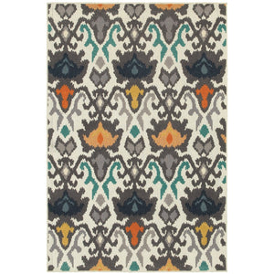 Oriental Weavers Hampton 530W5 Global/Transitional Abstract Polypropylene Indoor/Outdoor Area Rug Ivory/ Multi 6'7" x 9'6" H530W5200290ST