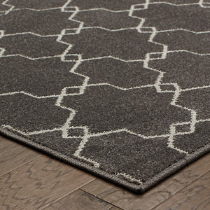 Oriental Weavers Hampton 537E5 Global/Transitional Trellis Polypropylene Indoor/Outdoor Area Rug Grey/ Ivory 9'10" x 12'10" H537E5300390ST