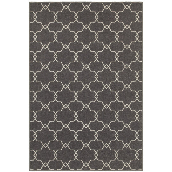 Oriental Weavers Hampton 537E5 Global/Transitional Trellis Polypropylene Indoor/Outdoor Area Rug Grey/ Ivory 9'10" x 12'10" H537E5300390ST