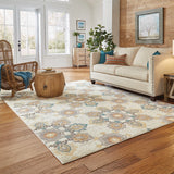 Oriental Weavers Hampton 078W5 Global/Transitional Floral Polypropylene Indoor/Outdoor Area Rug Ivory/ Grey 7'10" x 10'10" H078W5240330ST