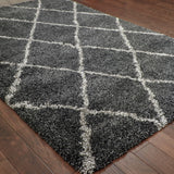 Oriental Weavers Henderson 090K1 Shag/Moroccan Geometric Polypropylene Indoor Area Rug Charcoal/ Grey 9'10" x 12'10" H090K1300390ST