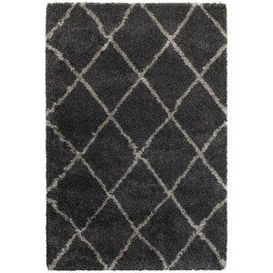 Oriental Weavers Henderson 090K1 Shag/Moroccan Geometric Polypropylene Indoor Area Rug Charcoal/ Grey 9'10" x 12'10" H090K1300390ST