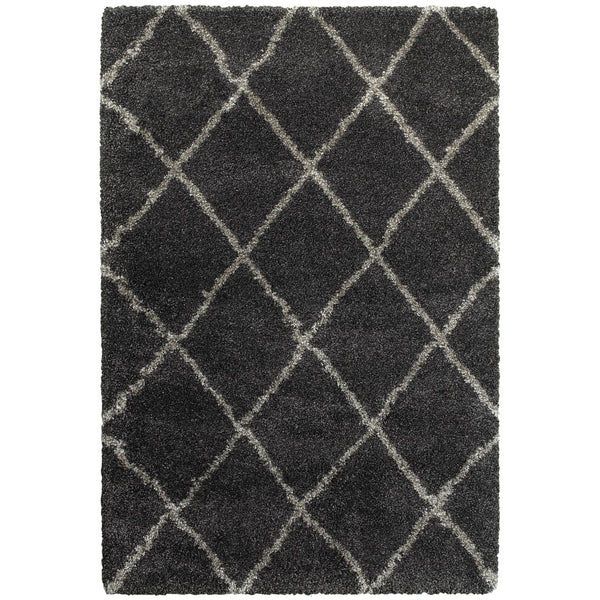 Oriental Weavers Henderson 090K1 Shag/Moroccan Geometric Polypropylene Indoor Area Rug Charcoal/ Grey 9'10" x 12'10" H090K1300390ST