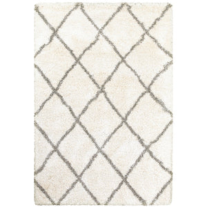 Oriental Weavers Henderson 090W9 Shag/Moroccan Geometric Polypropylene Indoor Area Rug Ivory/ Grey 9'10" x 12'10" H090W9300390ST