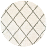 Oriental Weavers Henderson 090W9 Shag/Moroccan Geometric Polypropylene Indoor Area Rug Ivory/ Grey 7'10" Round H090W9240RDST