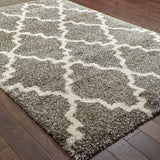 Oriental Weavers Henderson 092E9 Shag/Casual Geometric Polypropylene Indoor Area Rug Grey/ Ivory 9'10" x 12'10" H092E9300390ST