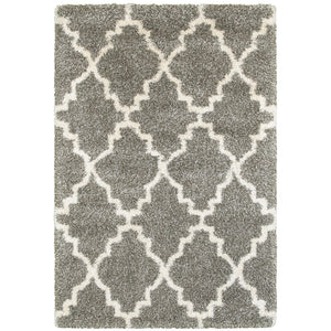 Oriental Weavers Henderson 092E9 Shag/Casual Geometric Polypropylene Indoor Area Rug Grey/ Ivory 9'10" x 12'10" H092E9300390ST