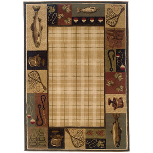 Oriental Weavers Hudson 1065B Country/Cabin/Lodge Southwest/Lodge Polypropylene Indoor Area Rug Beige/ Black 7'8" x 10'10" H1065B235330ST