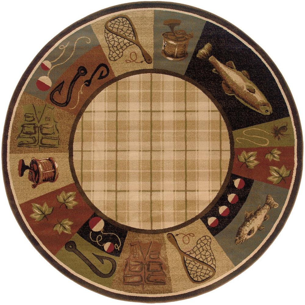 Oriental Weavers Hudson 1065B Country/Cabin/Lodge Southwest/Lodge Polypropylene Indoor Area Rug Beige/ Black 7'8" x 10'10" H1065B235330ST