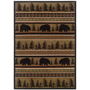 Oriental Weavers Hudson 1066A Country/Cabin/Lodge Southwest/Lodge Polypropylene Indoor Area Rug Black/ Beige 7'8" x 10'10" H1066A235330ST