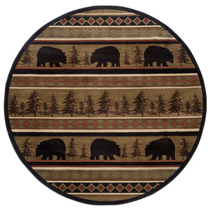 Oriental Weavers Hudson 1066A Country/Cabin/Lodge Southwest/Lodge Polypropylene Indoor Area Rug Black/ Beige 7'8" Round H1066A235RDST