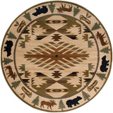 Oriental Weavers Hudson 1072A Country/Cabin/Lodge Southwest/Lodge Polypropylene Indoor Area Rug Ivory/ Green 7'8" Round H1072A235RDST