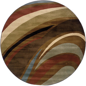 Oriental Weavers Hudson 2666F Contemporary/ Abstract Polypropylene Indoor Area Rug Brown/ Multi 7'8" Round H2666F235RDST